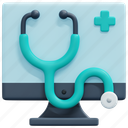 stethoscope, telemedicine, consulting, doctor, online, computer, 3d