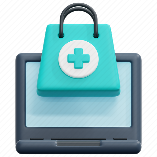 Healthcare, buy, online, ecommerce, laptop, pharmacy, medicine 3D illustration - Download on Iconfinder