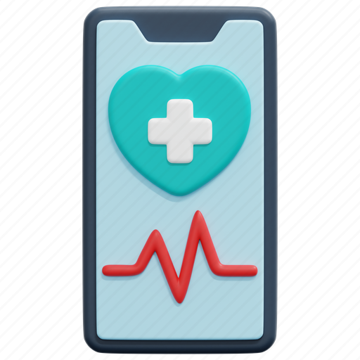 Heart, rate, telemedicine, health, smartphone, medical, app 3D illustration - Download on Iconfinder