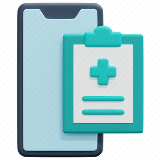 Medical, record, app, telemedicine, smartphone, diagnose, 3d 3D illustration - Download on Iconfinder