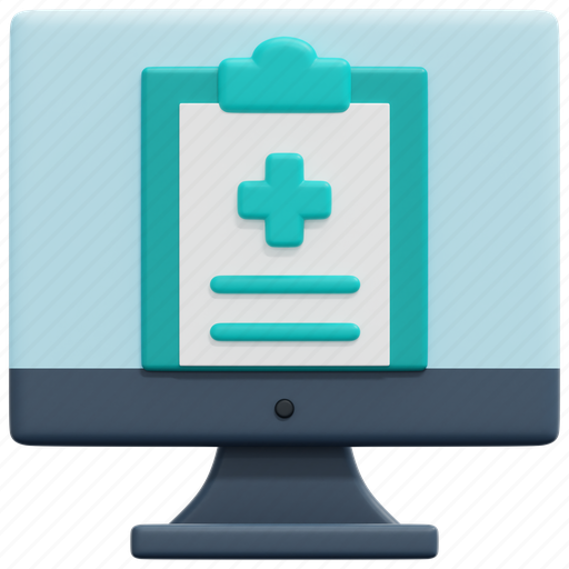 Medical, report, registration, patient, result, monitor, computer 3D illustration - Download on Iconfinder