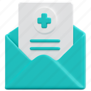 email, mail, medical, results, letter, envelope, health, 3d 