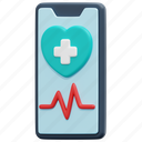 heart, rate, telemedicine, health, smartphone, mobile, phone, medical, app, 3d 