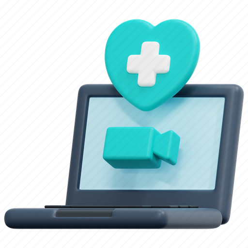 Laptop, notebook, telemedicine, video, conference, online, medical 3D illustration - Download on Iconfinder