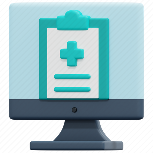 Medical, report, registration, patient, result, computer, monitor 3D illustration - Download on Iconfinder