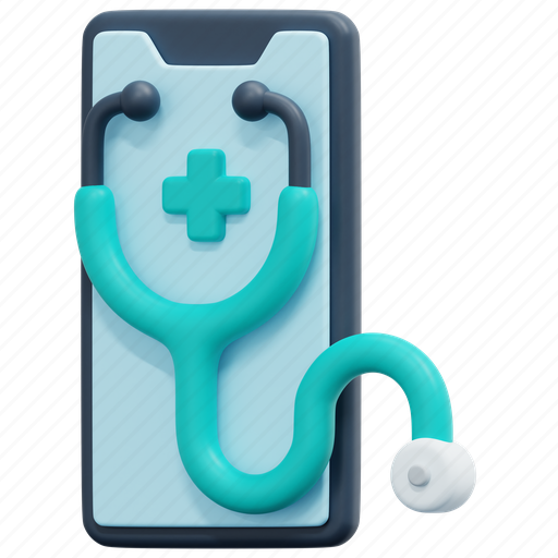 Smartphone, mobile, stethoscope, medical, app, telemedicine, 3d 3D illustration - Download on Iconfinder