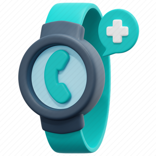 Smartwatch, watch, telemedicine, phone, call, wellness, health 3D illustration - Download on Iconfinder