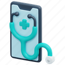 smartphone, mobile, stethoscope, telemedicine, medical, app, 3d