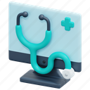 stethoscope, telemedicine, consulting, online, doctor, computer, 3d