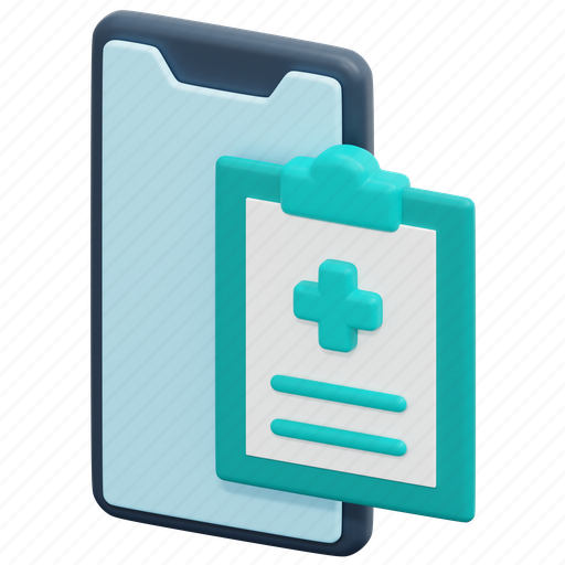 Medical, record, app, telemedicine, diagnose, smartphone, 3d icon - Download on Iconfinder