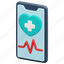 heart, rate, telemedicine, health, medical, app, smartphone, mobile, phone, 3d 