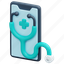 smartphone, mobile, stethoscope, telemedicine, medical, app, 3d 