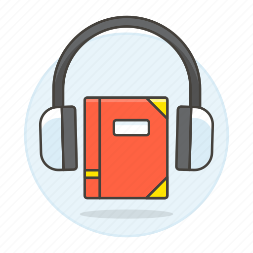 Audio, book, ebooks, headset, listen, notebook, red icon - Download on Iconfinder