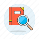 find, magnifier, note, notebook, notes, red, sear, search, text