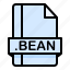 bean, file, file extension, file format, file type 