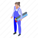 business, cartoon, isometric, production, textile, woman, worker