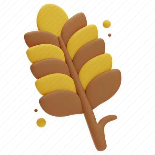 Wheat, thanksgiving, autumn, fall, holiday, leaf, decoration 3D illustration - Download on Iconfinder