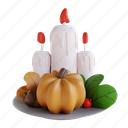 illustration, pumpkin, cherry, candles, thanksgiving, fruit, vegetable, autumn 