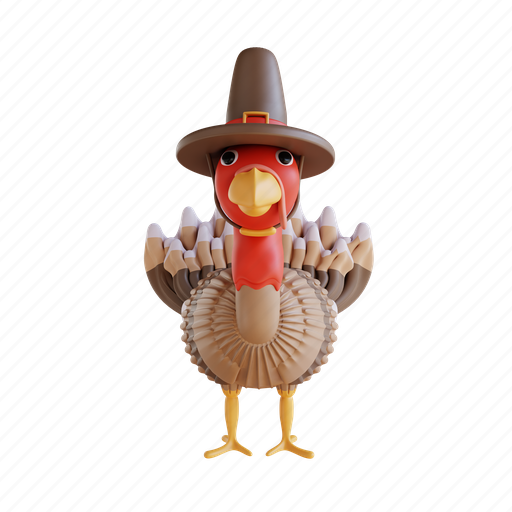 Illustration, turkey, bird, hat, animal, cap, isolated 3D illustration - Download on Iconfinder