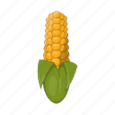 agriculture, cartoon, cob, corn, food, grain, maize