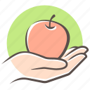 apple, hand, fruit