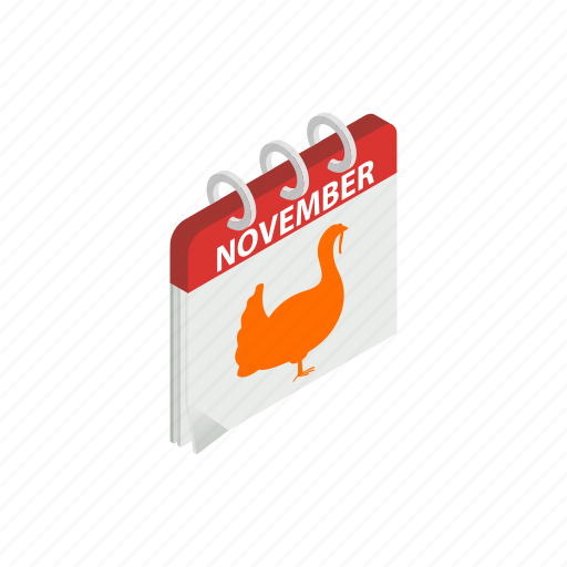 Calendar, day, holiday, isometric, november, thanksgiving, turkey icon - Download on Iconfinder