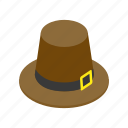 brown, hat, holiday, isometric, pilgrim, thanksgiving, traditional