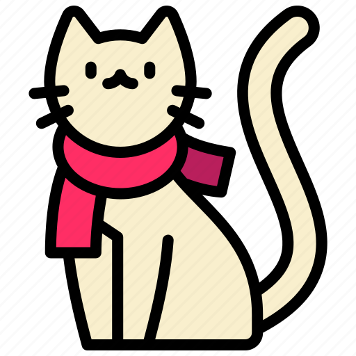 Cat, cute, scarf, season, cool icon - Download on Iconfinder
