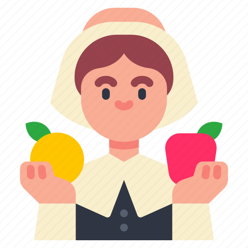 Pilgrim, woman, food, thanksgiving, celebration icon - Download on Iconfinder