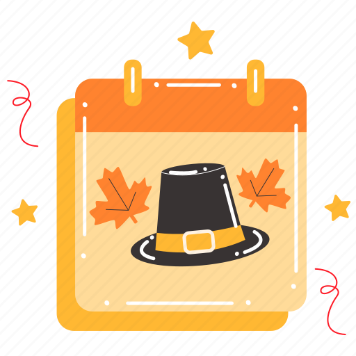 Calendar, hat, date, event, schedule, thanksgiving, thanksgiving day sticker - Download on Iconfinder
