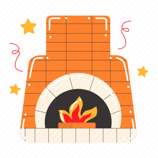 Fireplace, chimney, warm, home, fire, thanksgiving, thanksgiving day sticker - Download on Iconfinder