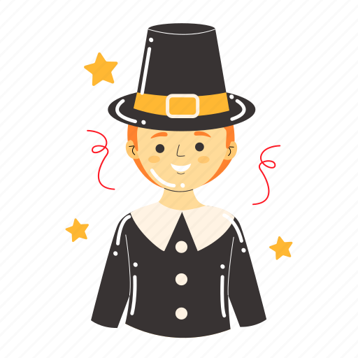 Pilgrim, avatar, costume, man, people, thanksgiving, thanksgiving day sticker - Download on Iconfinder