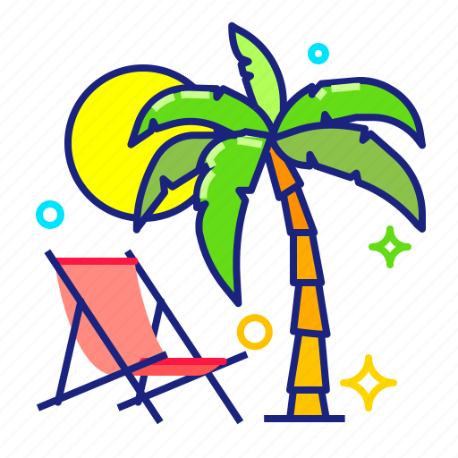 Seashore, chaise longue, palm, travel icon - Download on Iconfinder