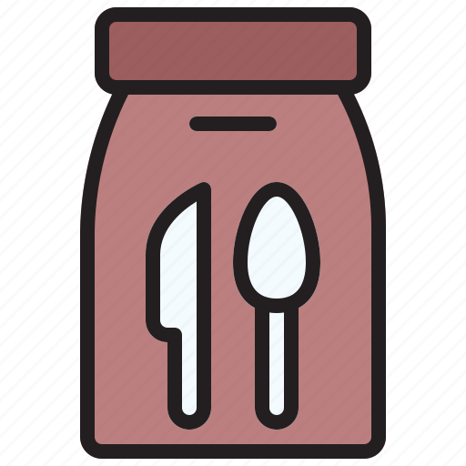 Delivery, food, fork, paperbag, spoon icon - Download on Iconfinder
