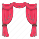cartoon, curtain, object, performance, show, sign, stage