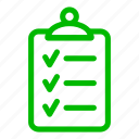 green, approved, checklist, clipboard, list, report, tasklist 