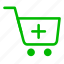 green, add cart, basket, cart, payment, sale, shopping 