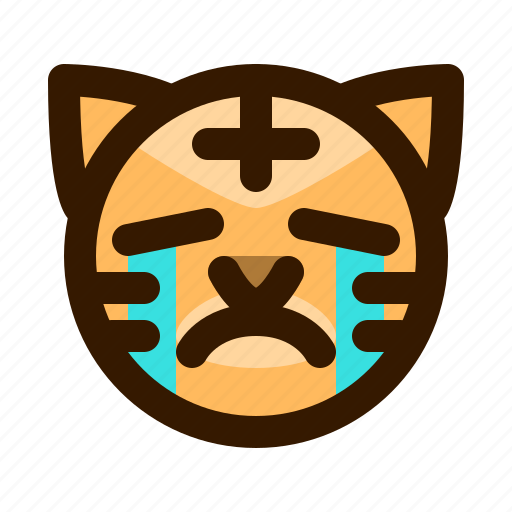 Animal, animals, avatar, crying, emoji, face, tiger icon - Download on Iconfinder