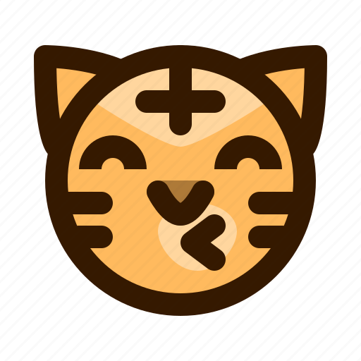 Animal, animals, emoji, face, kiss, tiger icon - Download on Iconfinder