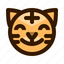 animal, animals, avatar, emoji, face, satisfied, tiger 