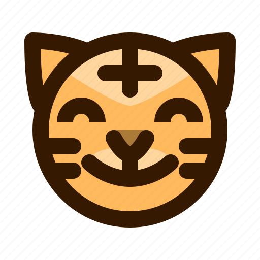 Animal, animals, avatar, emoji, face, satisfied, tiger icon - Download on Iconfinder