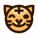 animal, animals, avatar, emoji, face, tiger, wink 