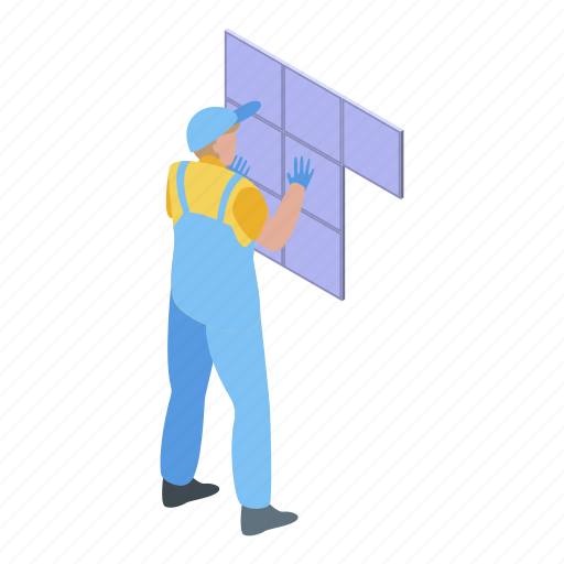 Business, cartoon, hand, house, isometric, tiler, working icon - Download on Iconfinder