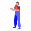 business, cartoon, house, isometric, person, specialist, tile