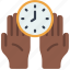 holding, clock, timer, hand, give 