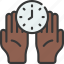 holding, clock, timer, hand, give 