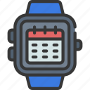 smart, watch, calendar, device, schedule, date