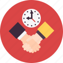business, clock, deal, handshake, management, partnership, time