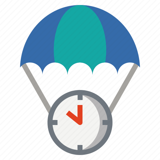 Parachute, time, management, clock, gliding, rescuer icon - Download on Iconfinder