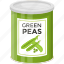 green peas, pea pods, preserved food, preserved peas, vegetable 